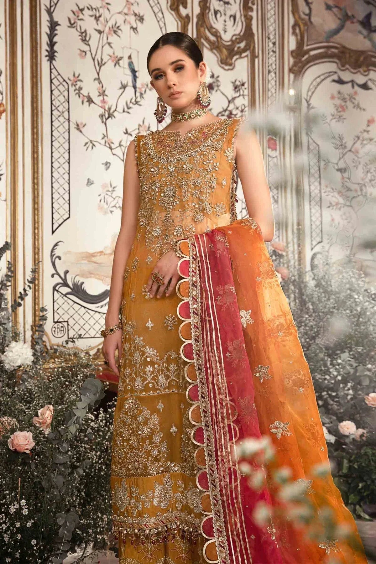 MARIA B-MBROIDERED | Mustard BD-2707 - Rang-e-Khaas
