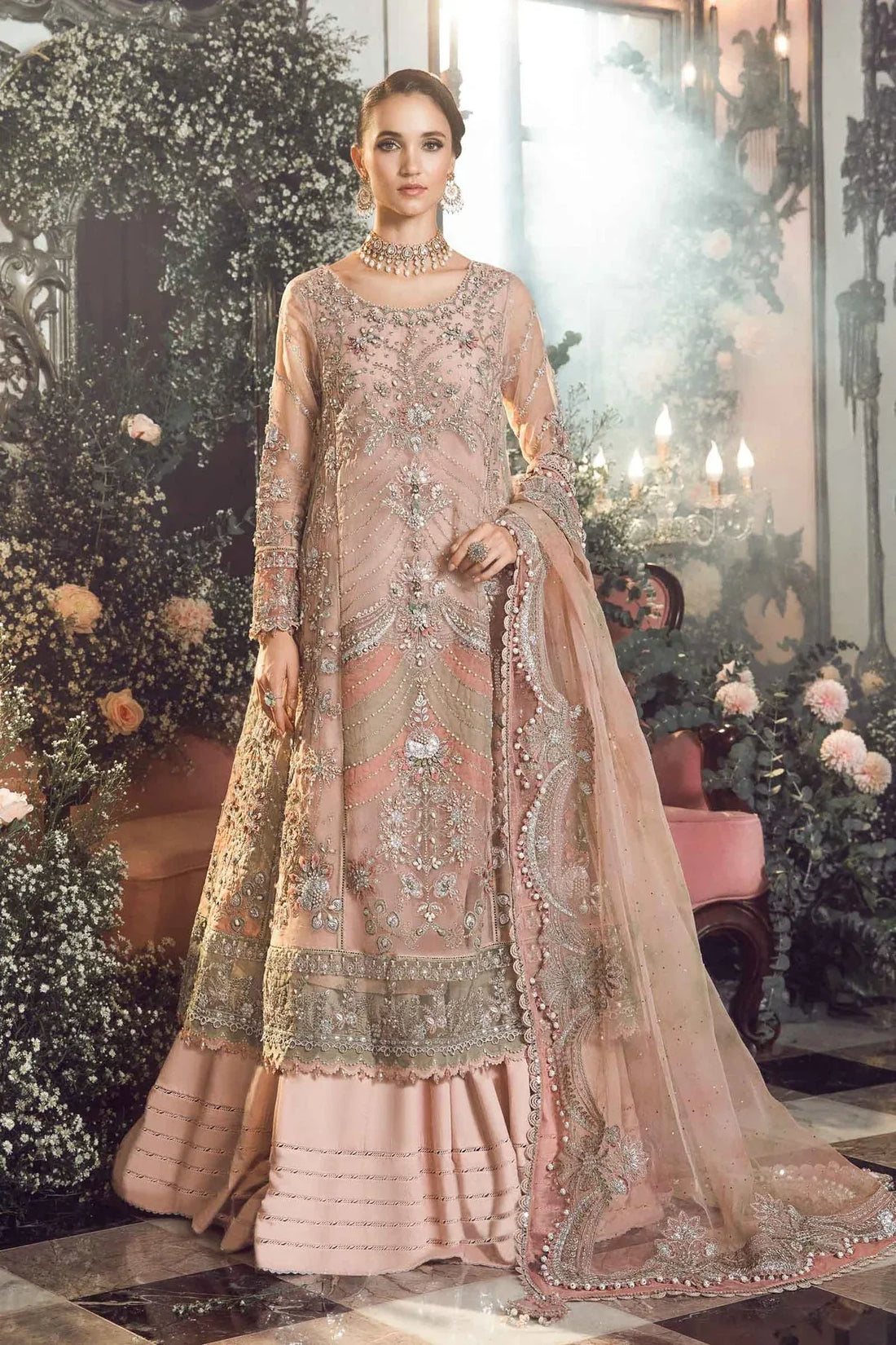 MARIA B-MBROIDERED | Pastel Pink BD-2706 - Rang-e-Khaas
