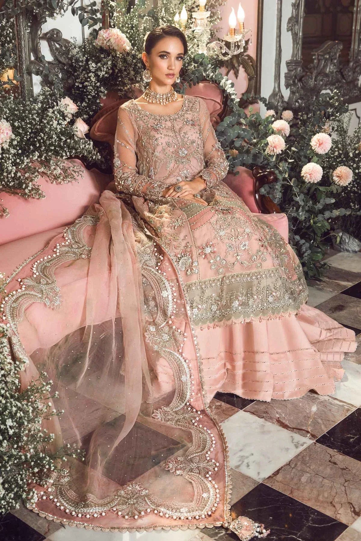 MARIA B-MBROIDERED | Pastel Pink BD-2706 - Rang-e-Khaas
