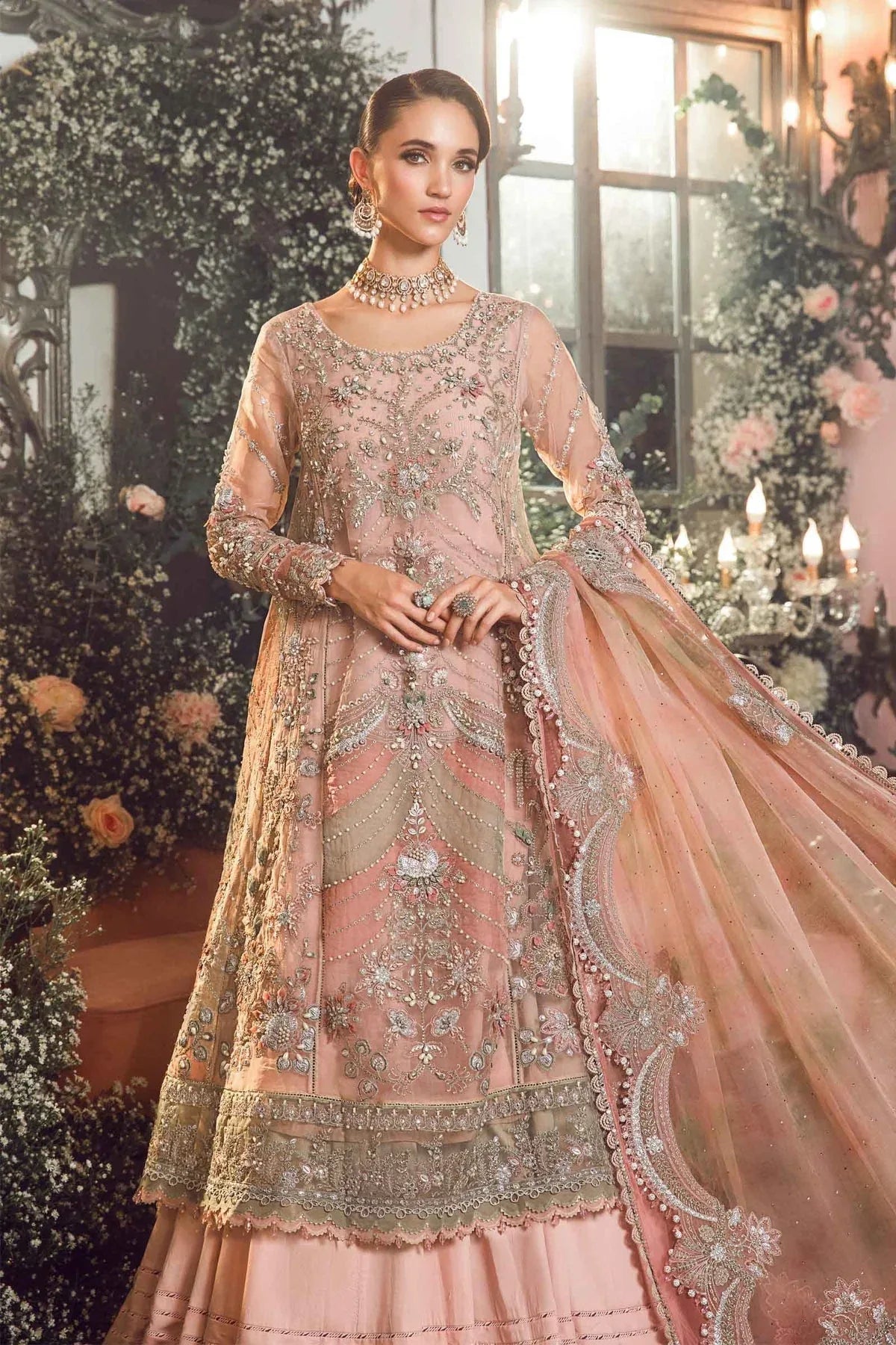 MARIA B-MBROIDERED | Pastel Pink BD-2706 - Rang-e-Khaas