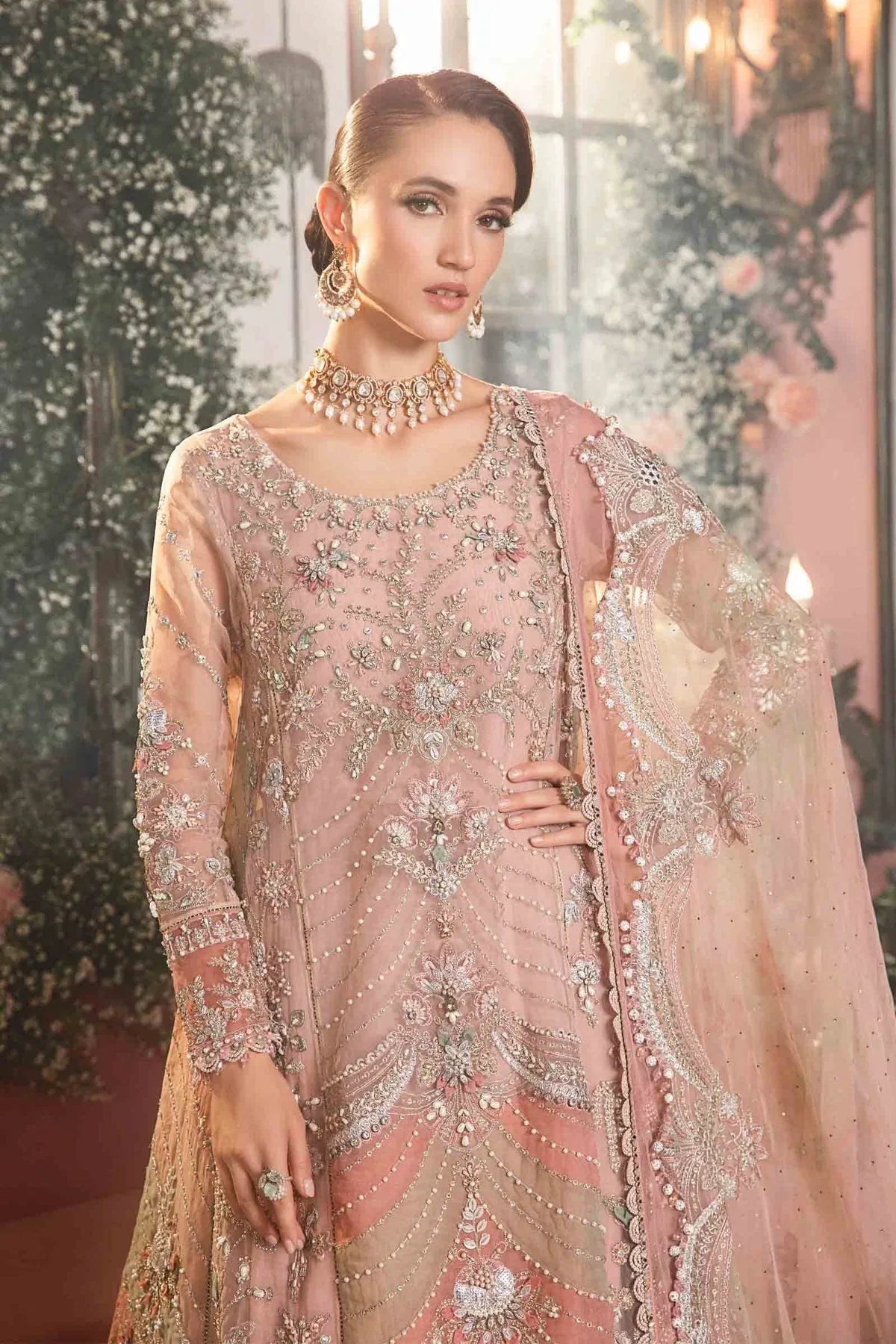 MARIA B-MBROIDERED | Pastel Pink BD-2706 - Rang-e-Khaas