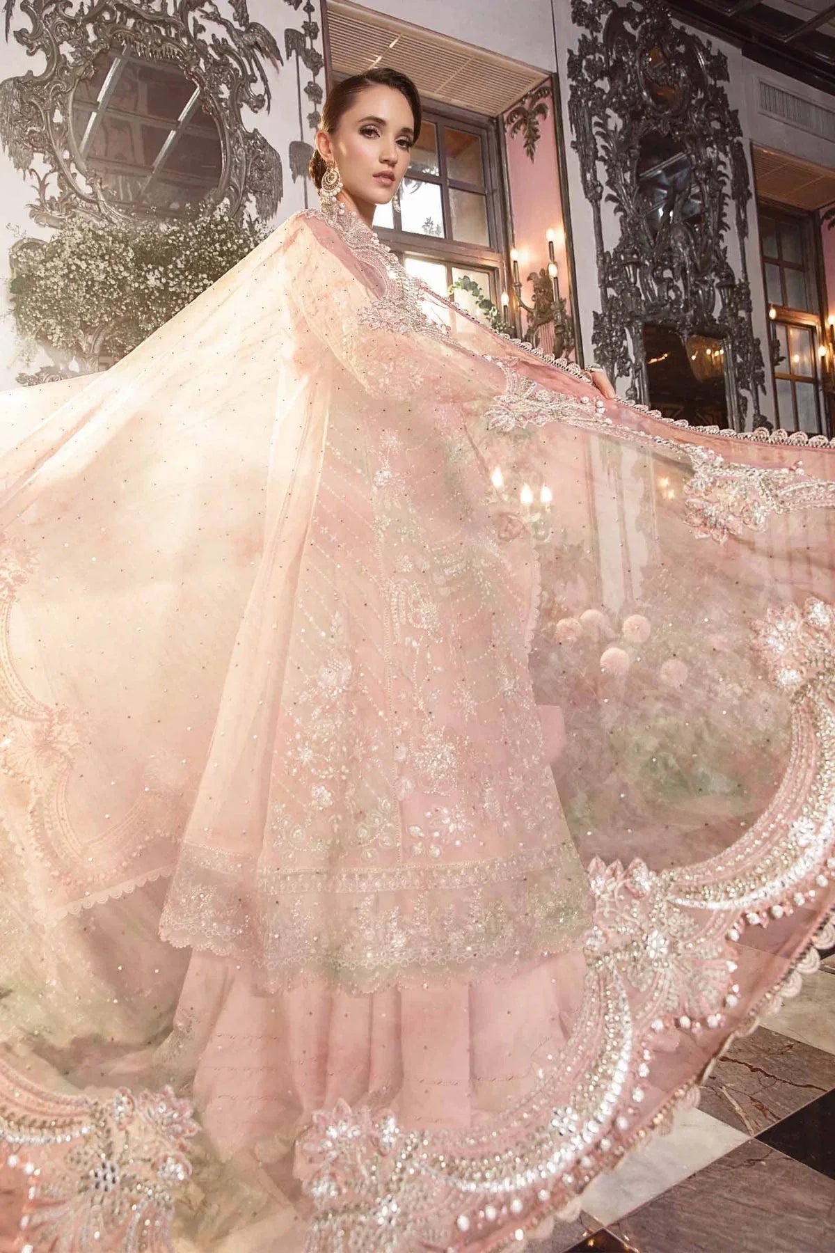 MARIA B-MBROIDERED | Pastel Pink BD-2706 - Rang-e-Khaas