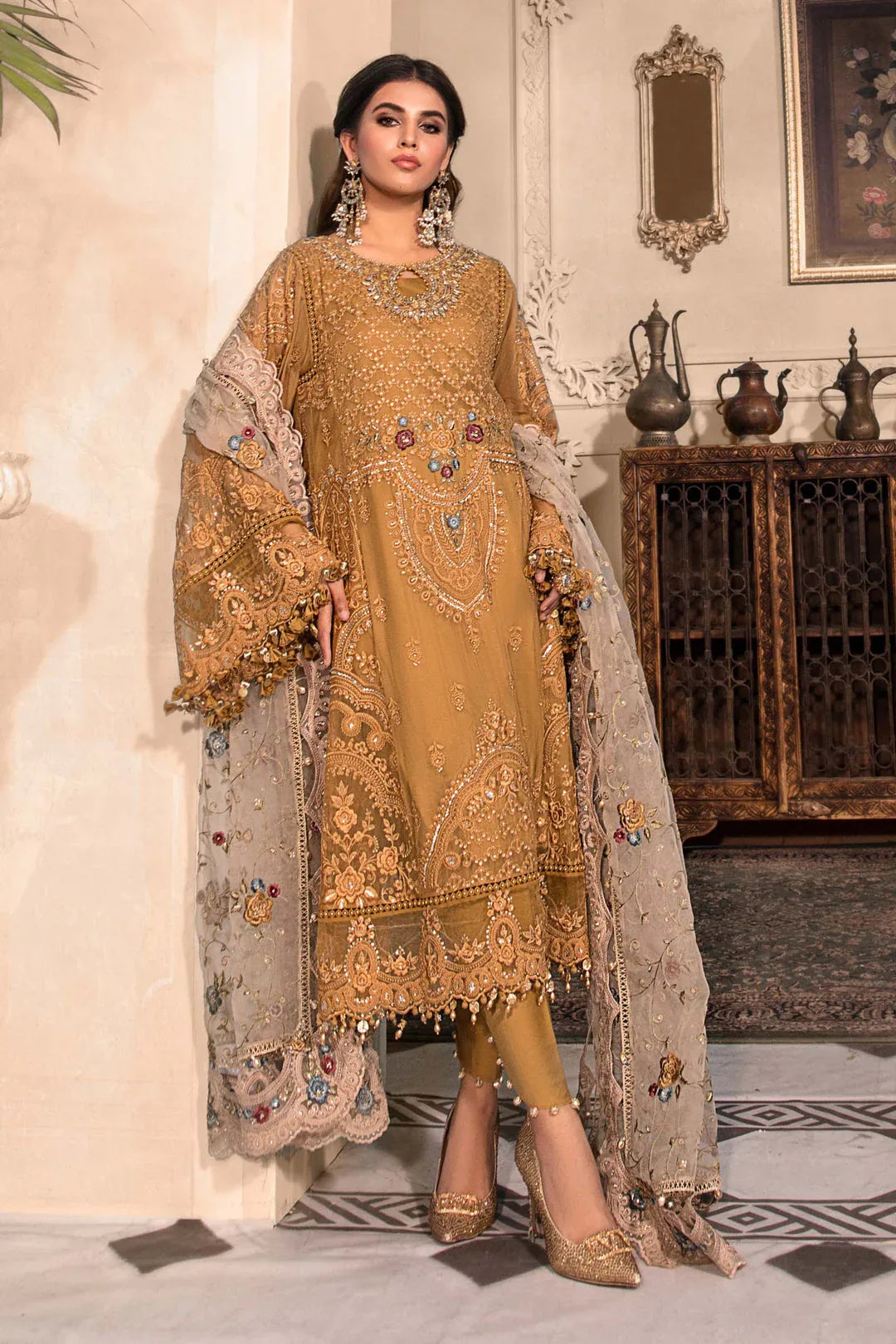 MARIA B Mustard BD-2606 MBROIDERED - Rang-e-Khaas