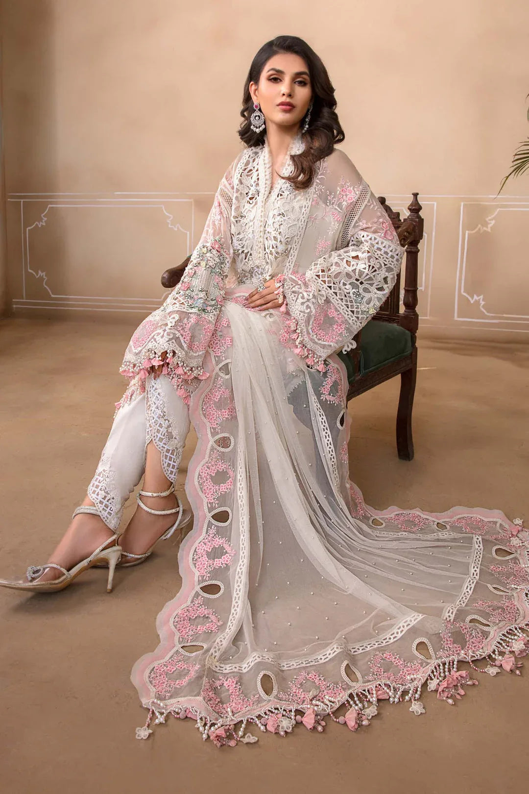 MARIA B Off White BD-2604 MBROIDERED - Rang-e-Khaas