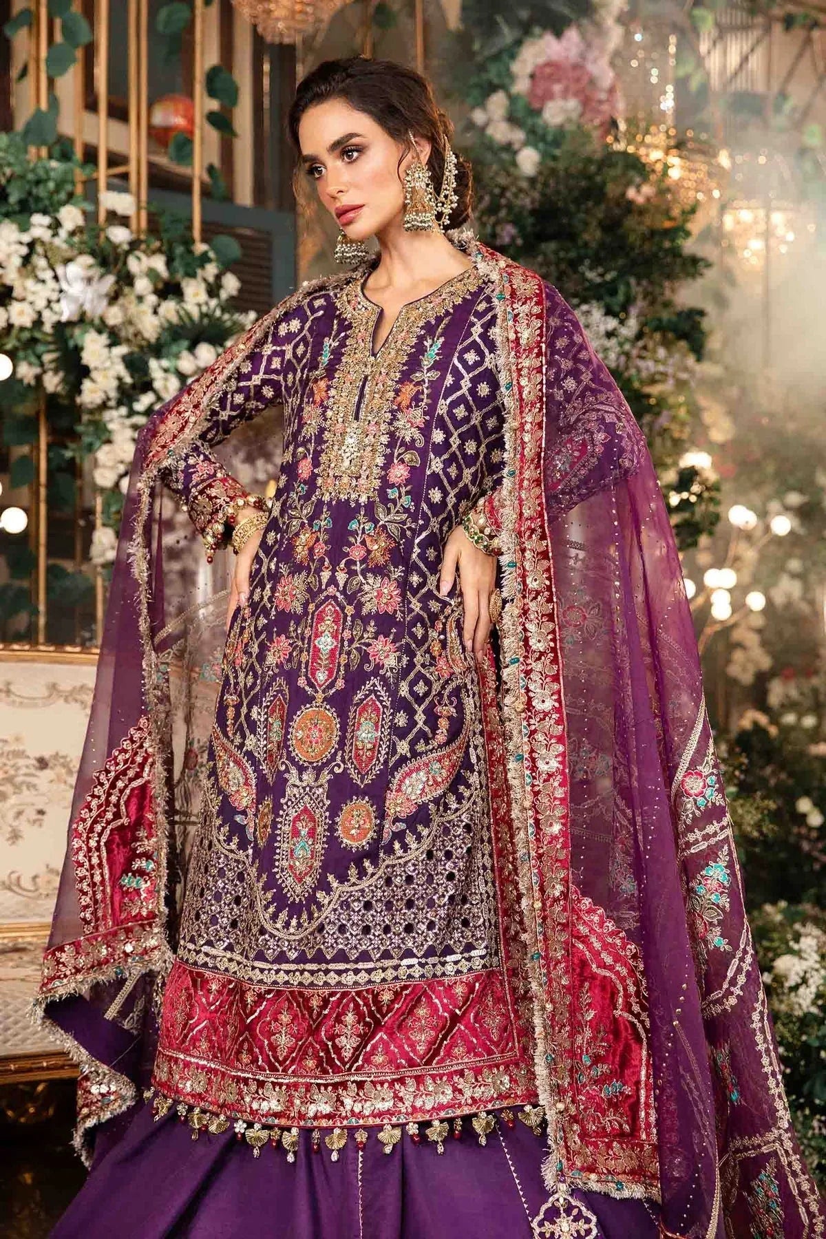 MARIA B__3 Piece Embroidered Raw Silk Suit | BD-2903 - Rang-e-Khaas