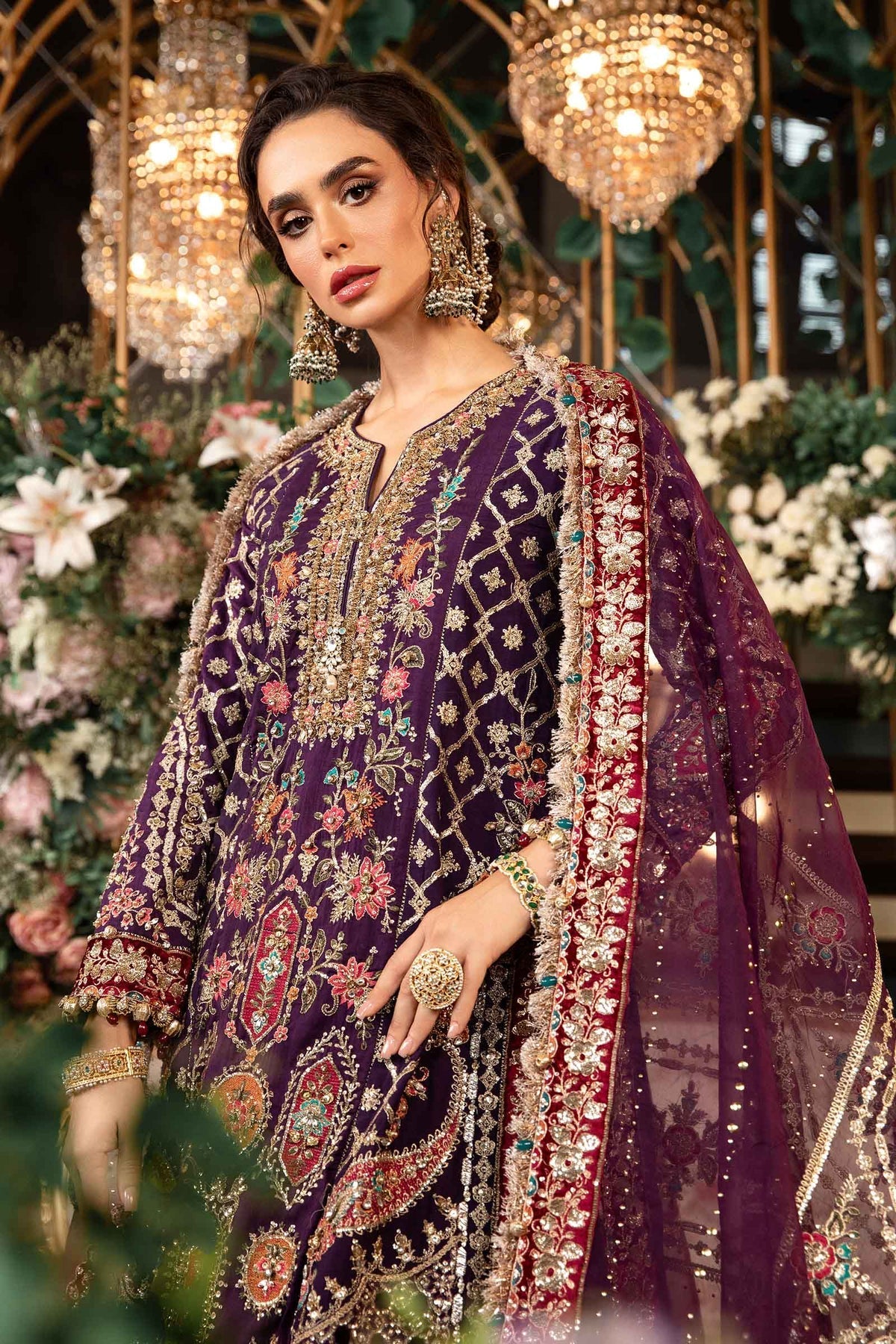 MARIA B__3 Piece Embroidered Raw Silk Suit | BD-2903 - Rang-e-Khaas