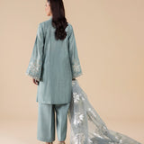 Maria B | Basics RTW | 3 Pc Embroidered Two Tone Lurex Silk Suit | MB-FS25-28