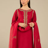 Maria B | Basics RTW | 3 Pc Embroidered Raw Silk Suit | MB-FS25-32