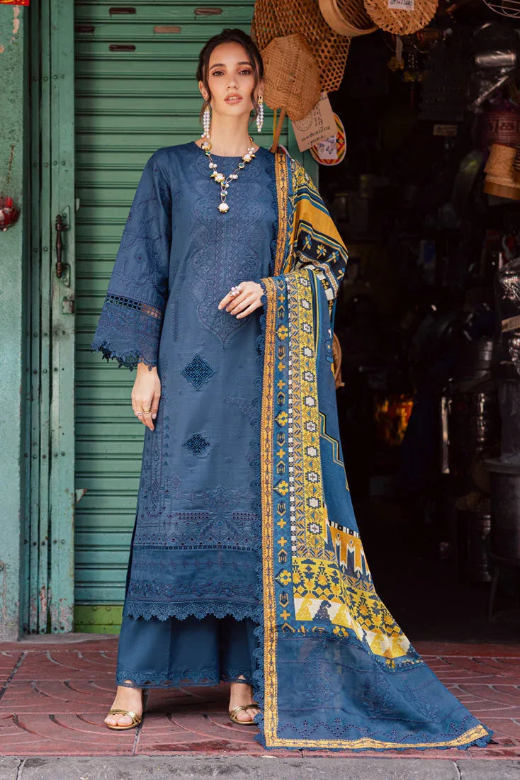 Marjjan | Carnation Lawn | MBL-13 A (TEAL BLUE) - Rang-e-Khaas