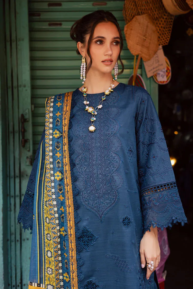 Marjjan | Carnation Lawn | MBL-13 A (TEAL BLUE) - Rang-e-Khaas