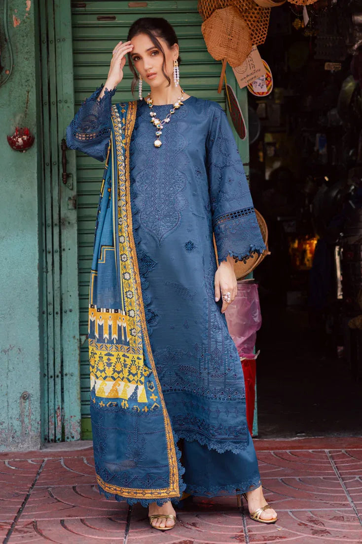 Marjjan | Carnation Lawn | MBL-13 A (TEAL BLUE) - Rang-e-Khaas