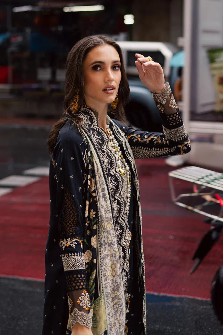 Marjjan | Carnation Lawn | MBL-14 A (BLACK) - Rang-e-Khaas