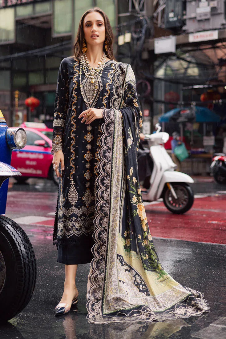 Marjjan | Carnation Lawn | MBL-14 A (BLACK) - Rang-e-Khaas