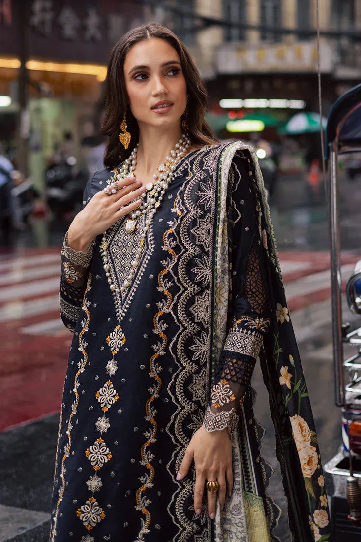 Marjjan | Carnation Lawn | MBL-14 A (BLACK) - Rang-e-Khaas