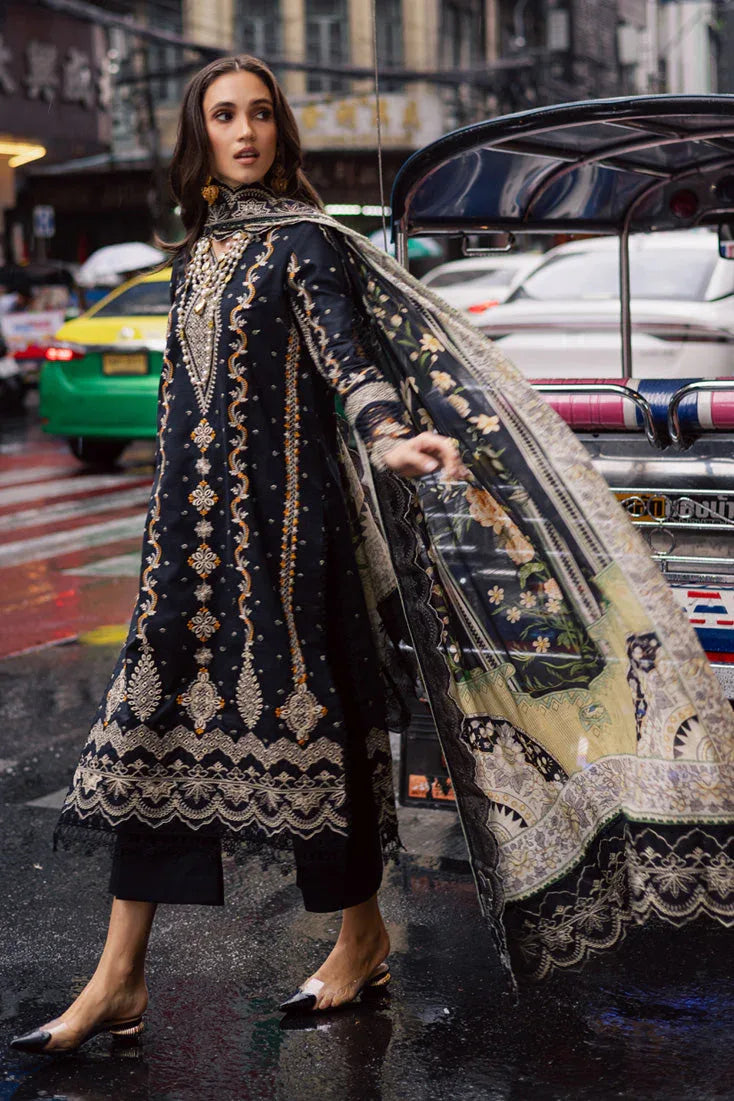 Marjjan | Carnation Lawn | MBL-14 A (BLACK) - Rang-e-Khaas