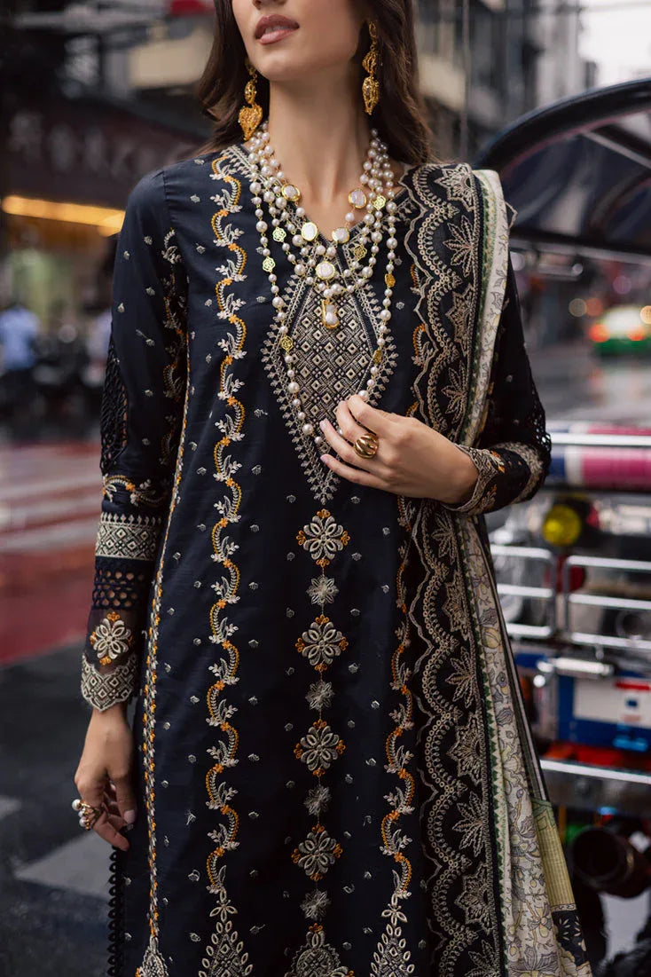 Marjjan | Carnation Lawn | MBL-14 A (BLACK) - Rang-e-Khaas