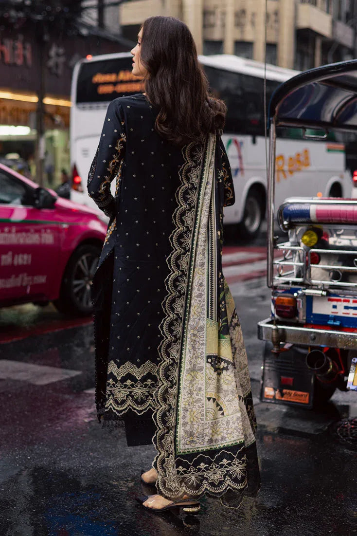 Marjjan | Carnation Lawn | MBL-14 A (BLACK) - Rang-e-Khaas