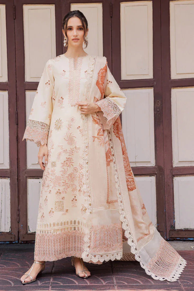 Marjjan | Carnation Lawn | MBL-16 A (ALMOND SKIN) - Rang-e-Khaas