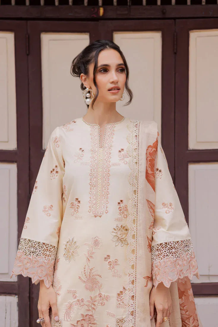 Marjjan | Carnation Lawn | MBL-16 A (ALMOND SKIN) - Rang-e-Khaas