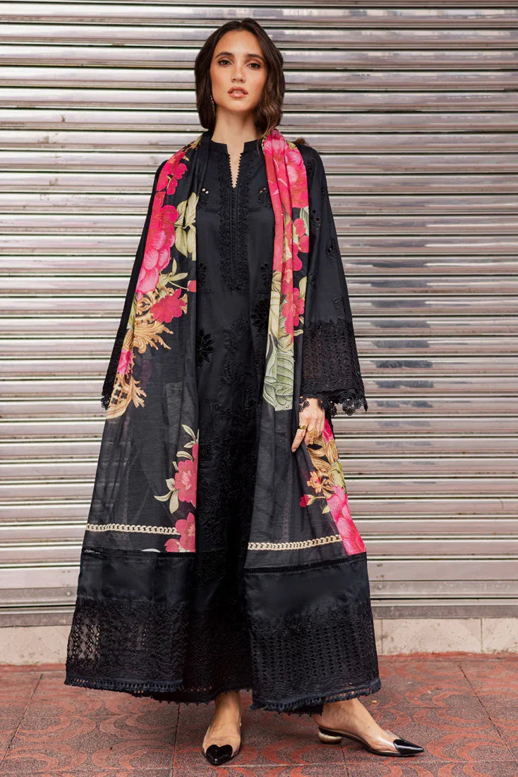 Marjjan | Carnation Lawn | MBL-16 B (BLACK) - Rang-e-Khaas