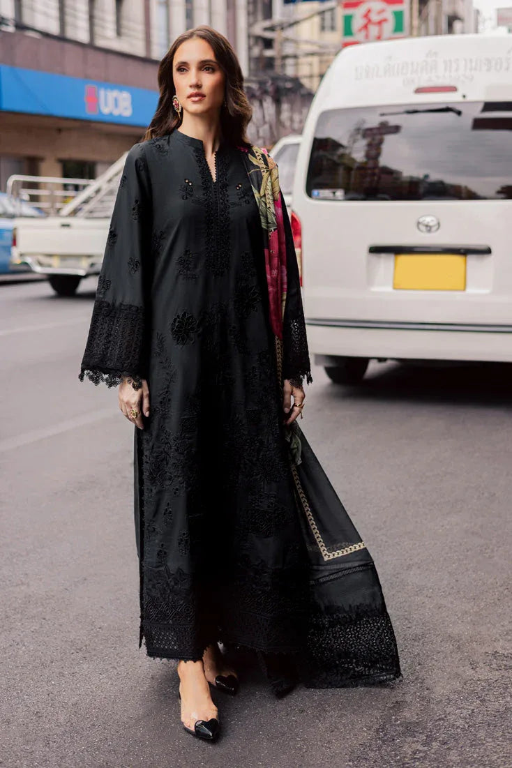 Marjjan | Carnation Lawn | MBL-16 B (BLACK) - Rang-e-Khaas
