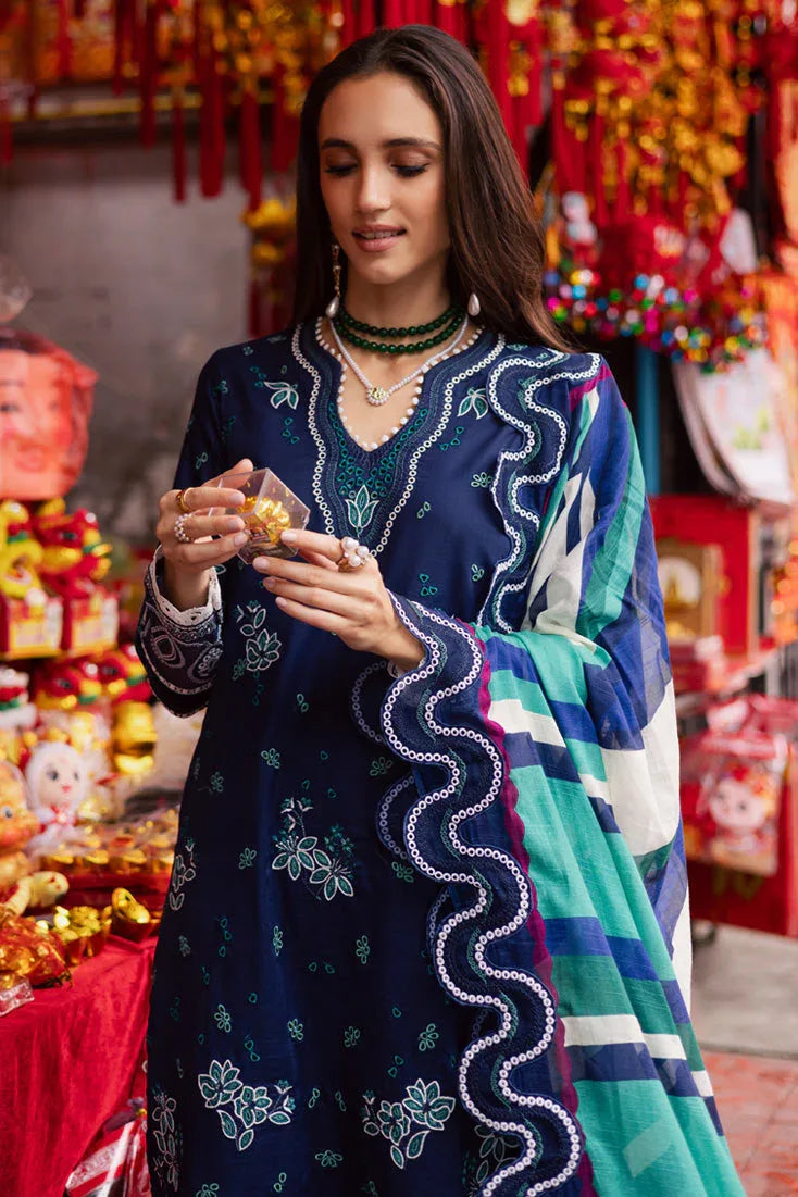 Marjjan | Carnation Lawn | MBL-17 A (NAVY BLUE) - Rang-e-Khaas
