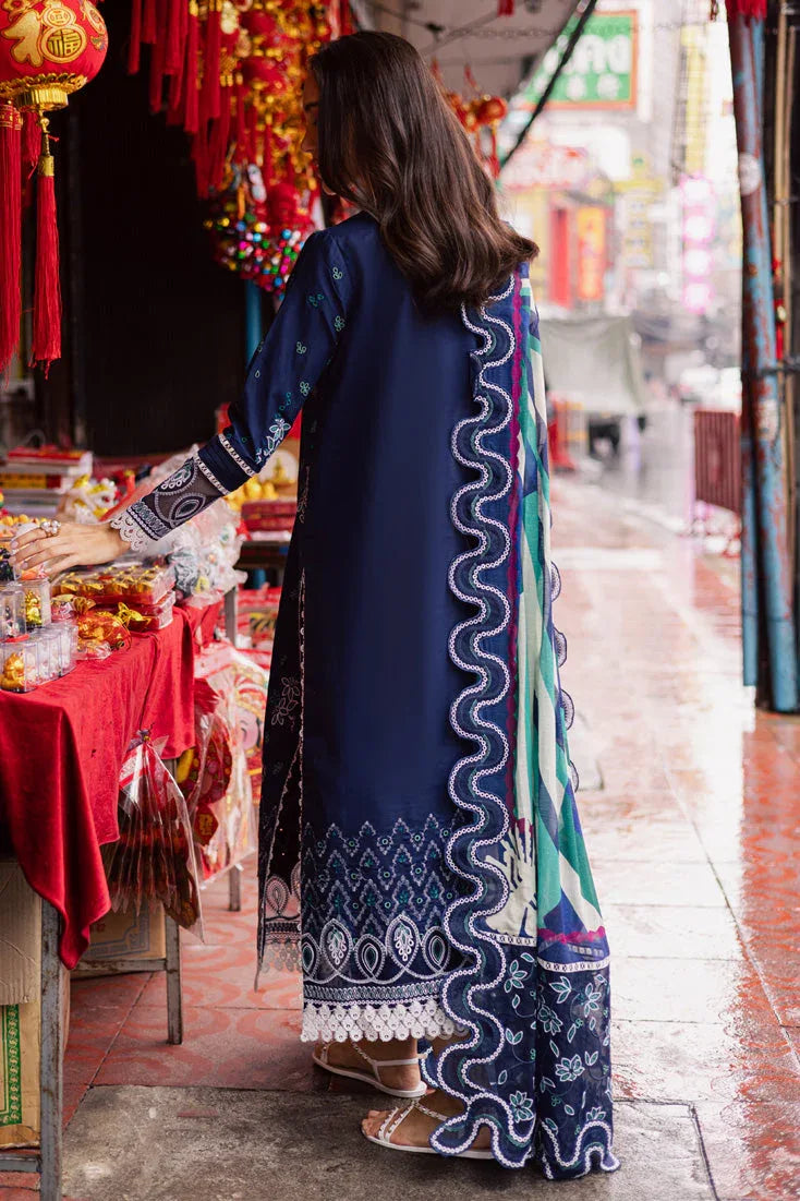 Marjjan | Carnation Lawn | MBL-17 A (NAVY BLUE) - Rang-e-Khaas