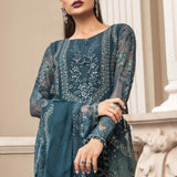 Maria B | Luxury Chiffon Collection | Teal Blue