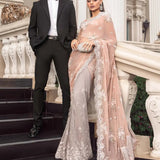 Maria B | Luxury Chiffon Collection | Peach And Grey