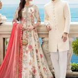 Maria B | Luxury Chiffon Collection | Cloud White Floral