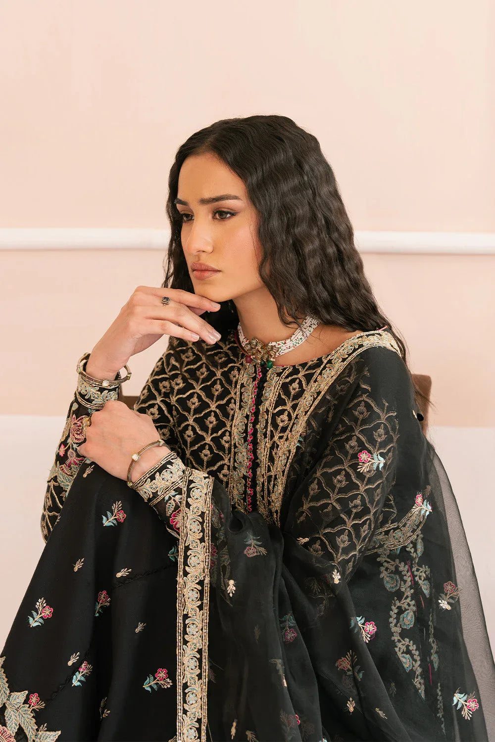 Maryum N Maria | Eid Luxury Lawn 25 | AHOU - MS50146 - Rang-e-Khaas