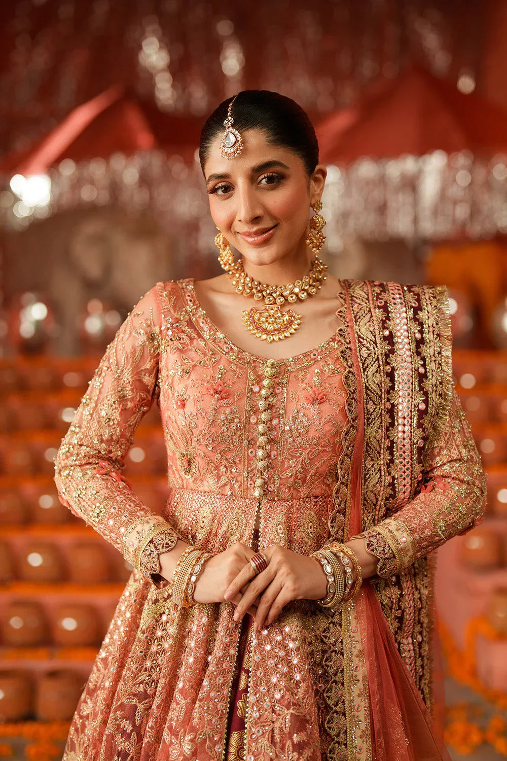 Maryum N Maria | Husn Wedding Formals | KUNDAN CORAL - MWS5638 - Rang-e-Khaas