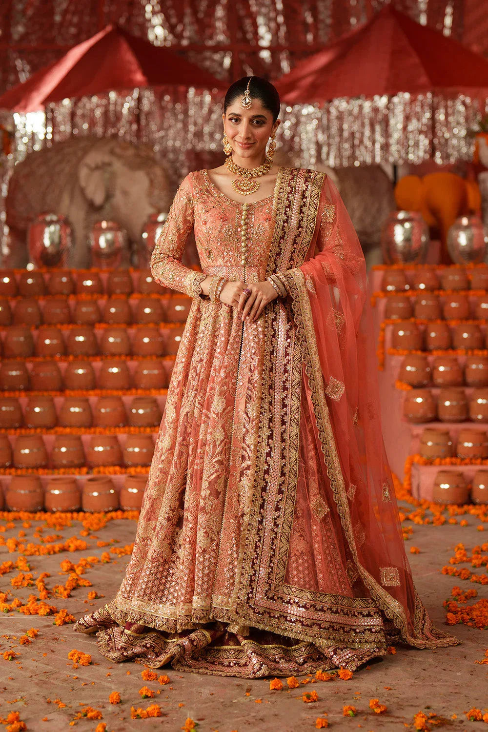 Maryum N Maria | Husn Wedding Formals | KUNDAN CORAL - MWS5638 - Rang-e-Khaas