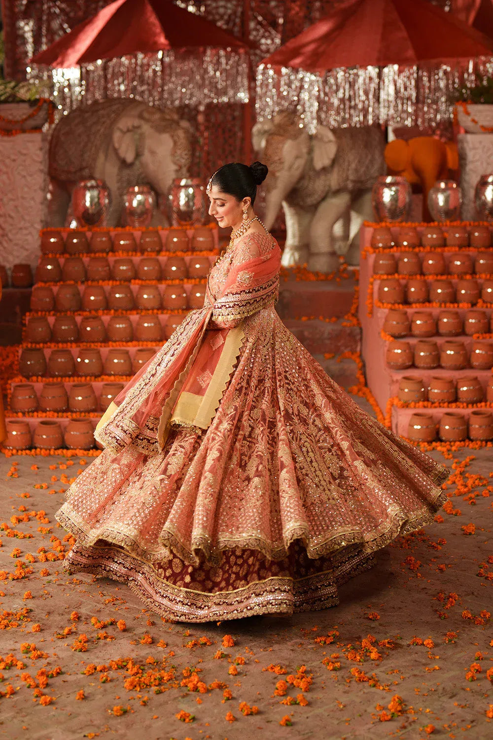 Maryum N Maria | Husn Wedding Formals | KUNDAN CORAL - MWS5638 - Rang-e-Khaas