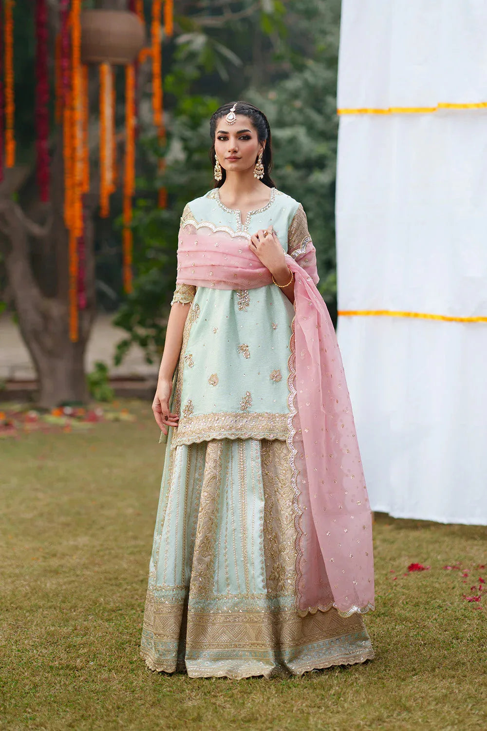Maryum N Maria | Husn Wedding Formals | PINK PISTACHIO - MWS5640 - Rang-e-Khaas