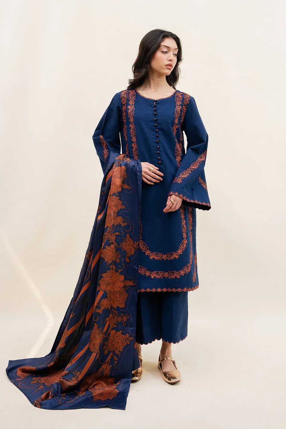 Maryum N Maria | Latte Layers Pret | ALMOND VEIL - MWS5826 - Rang-e-Khaas