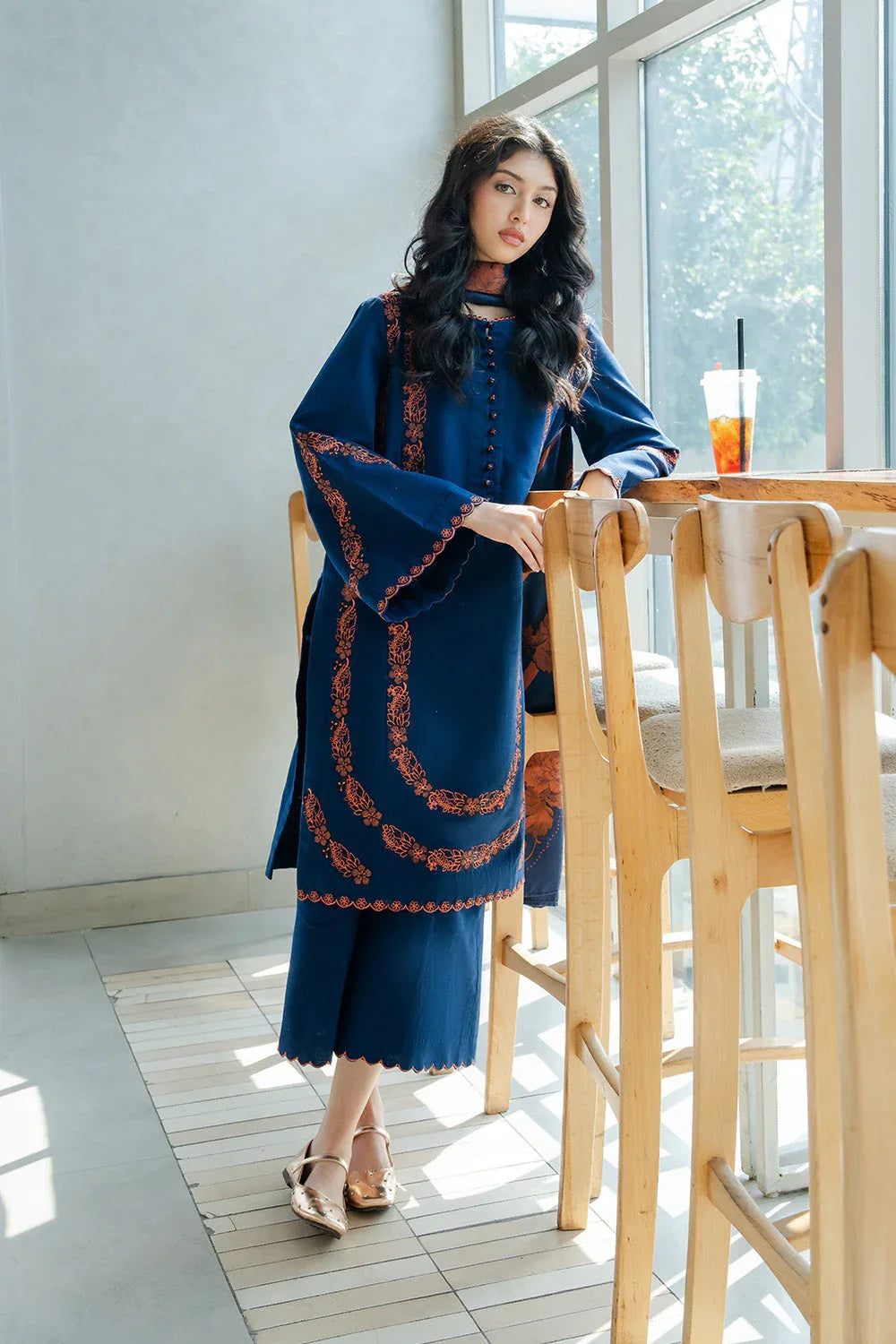 Maryum N Maria | Latte Layers Pret | ALMOND VEIL - MWS5826 - Rang-e-Khaas