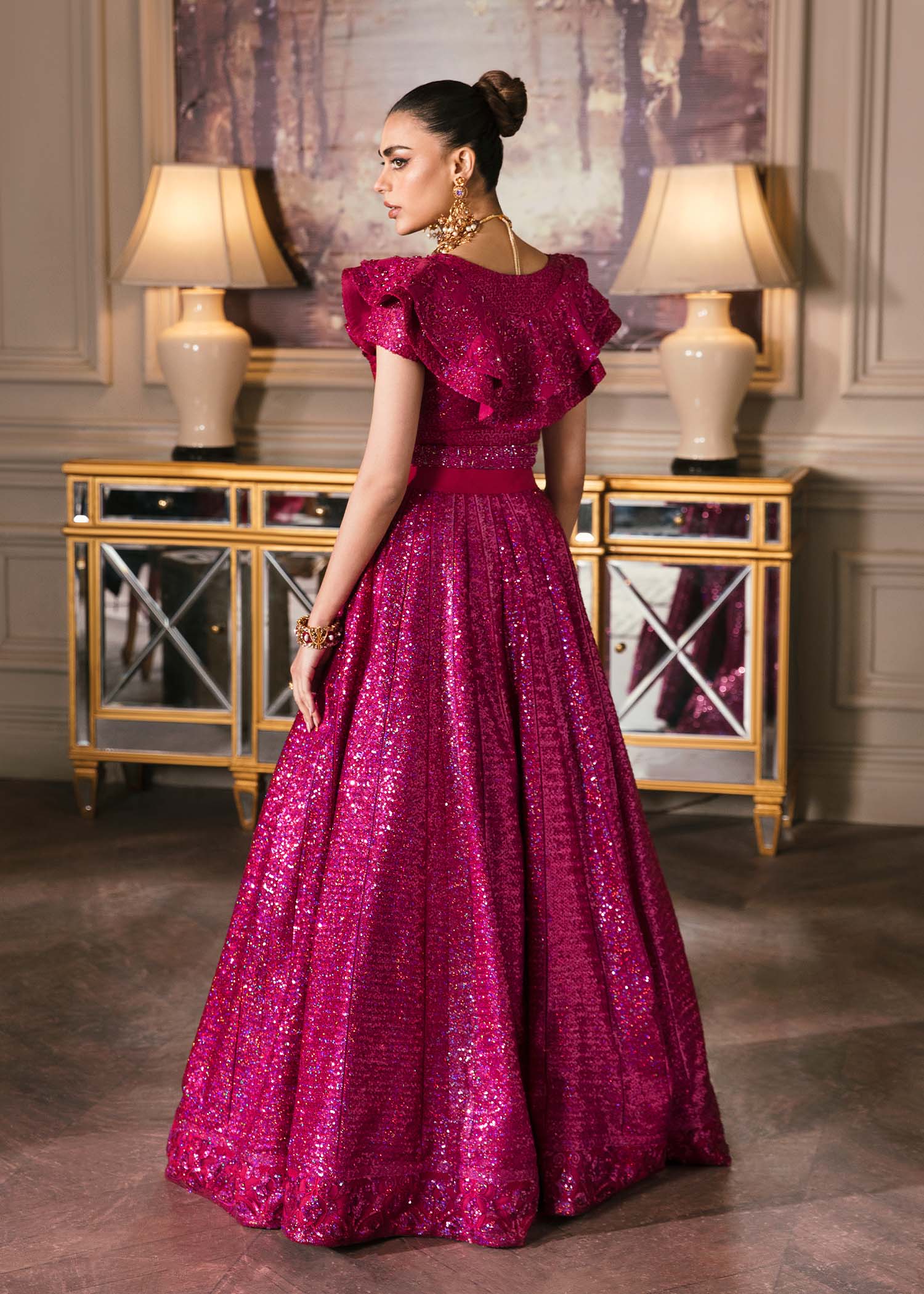 Waqas Shah | Malika - E - Elizabeth | FUCHSIA