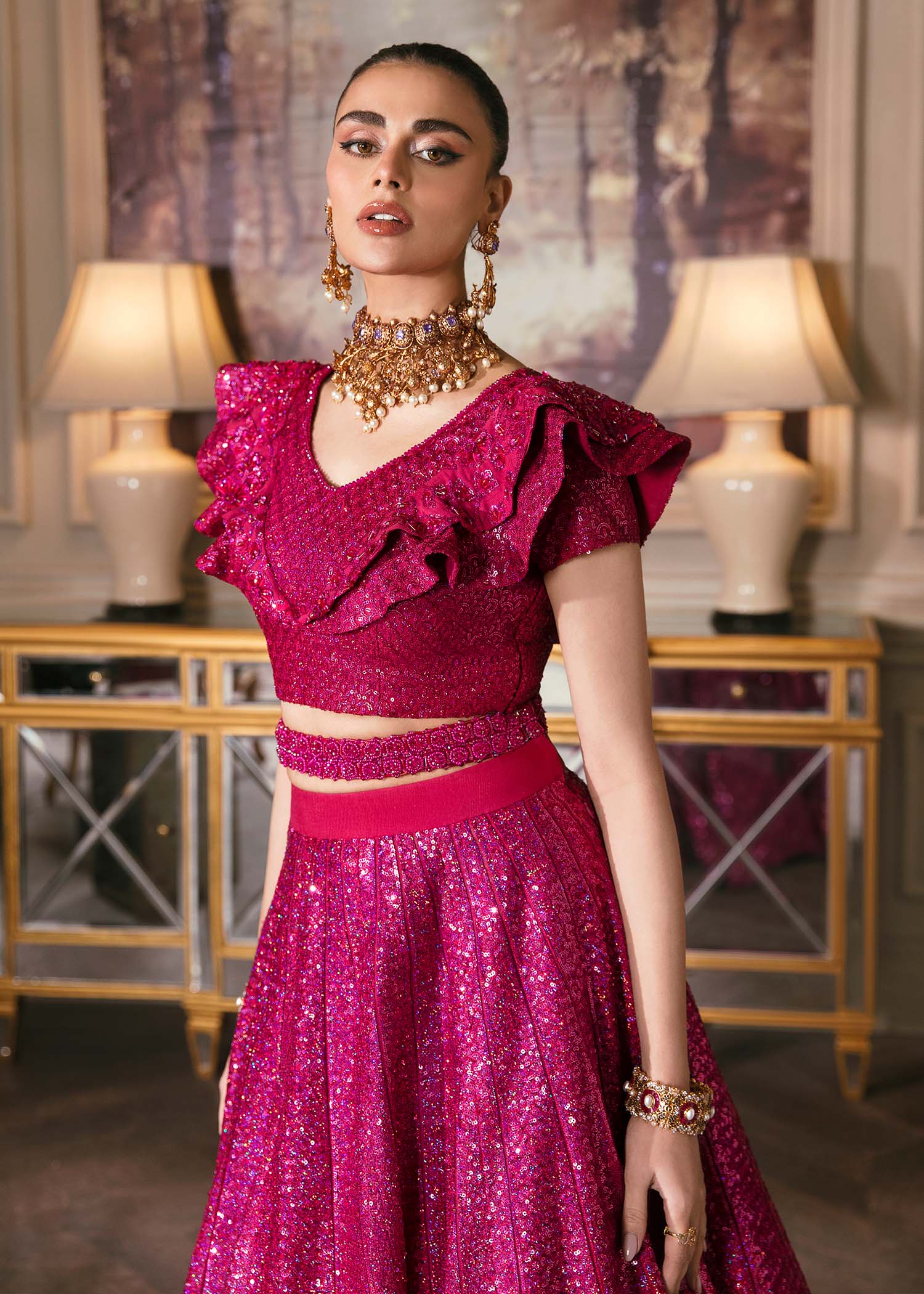 Waqas Shah | Malika - E - Elizabeth | FUCHSIA