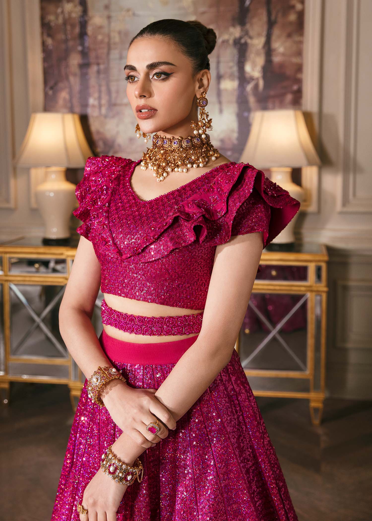Waqas Shah | Malika - E - Elizabeth | FUCHSIA