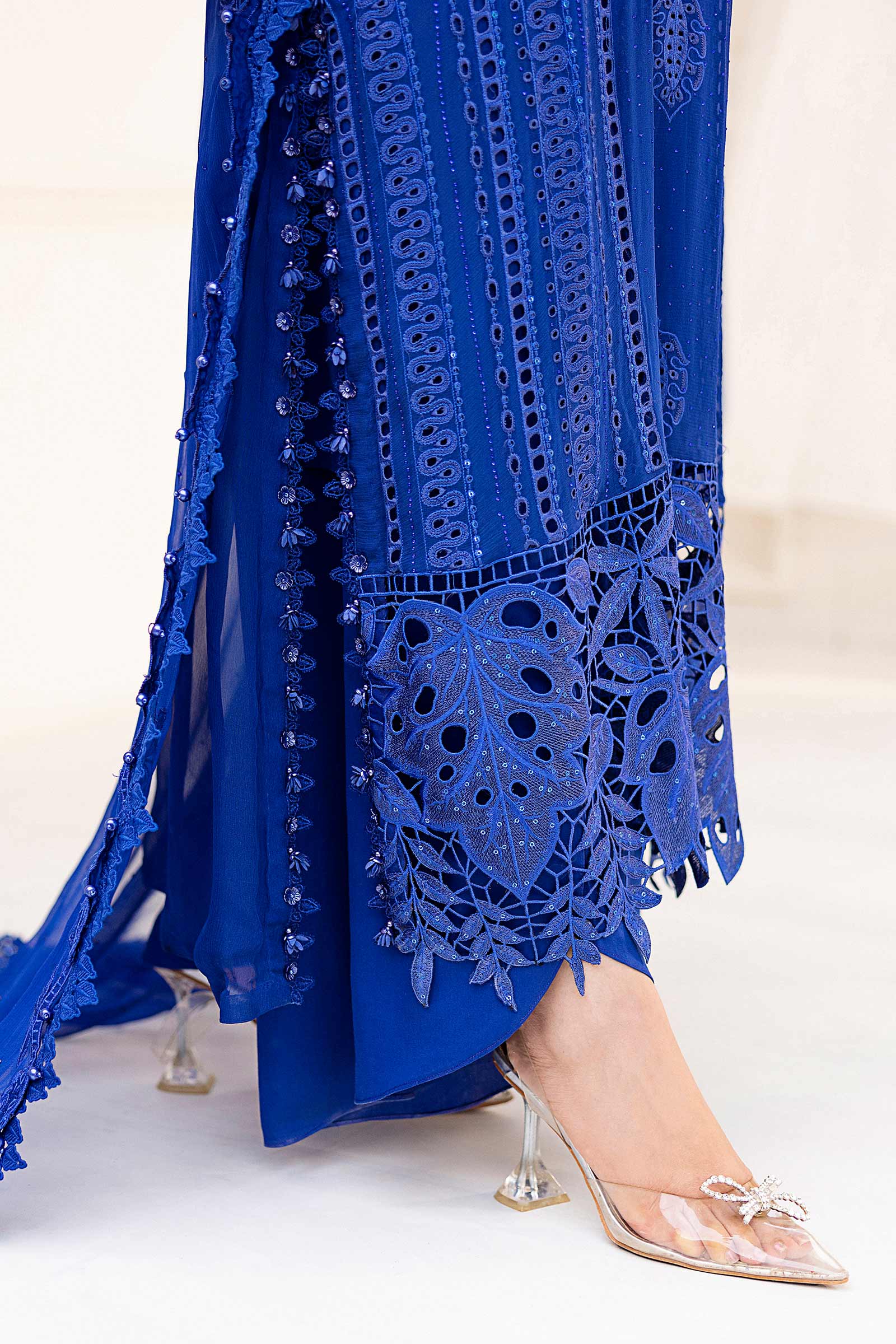 Maria B 3 Piece Embroidered Chiffon Suit | MPC-25-103 - Rang-e-Khaas