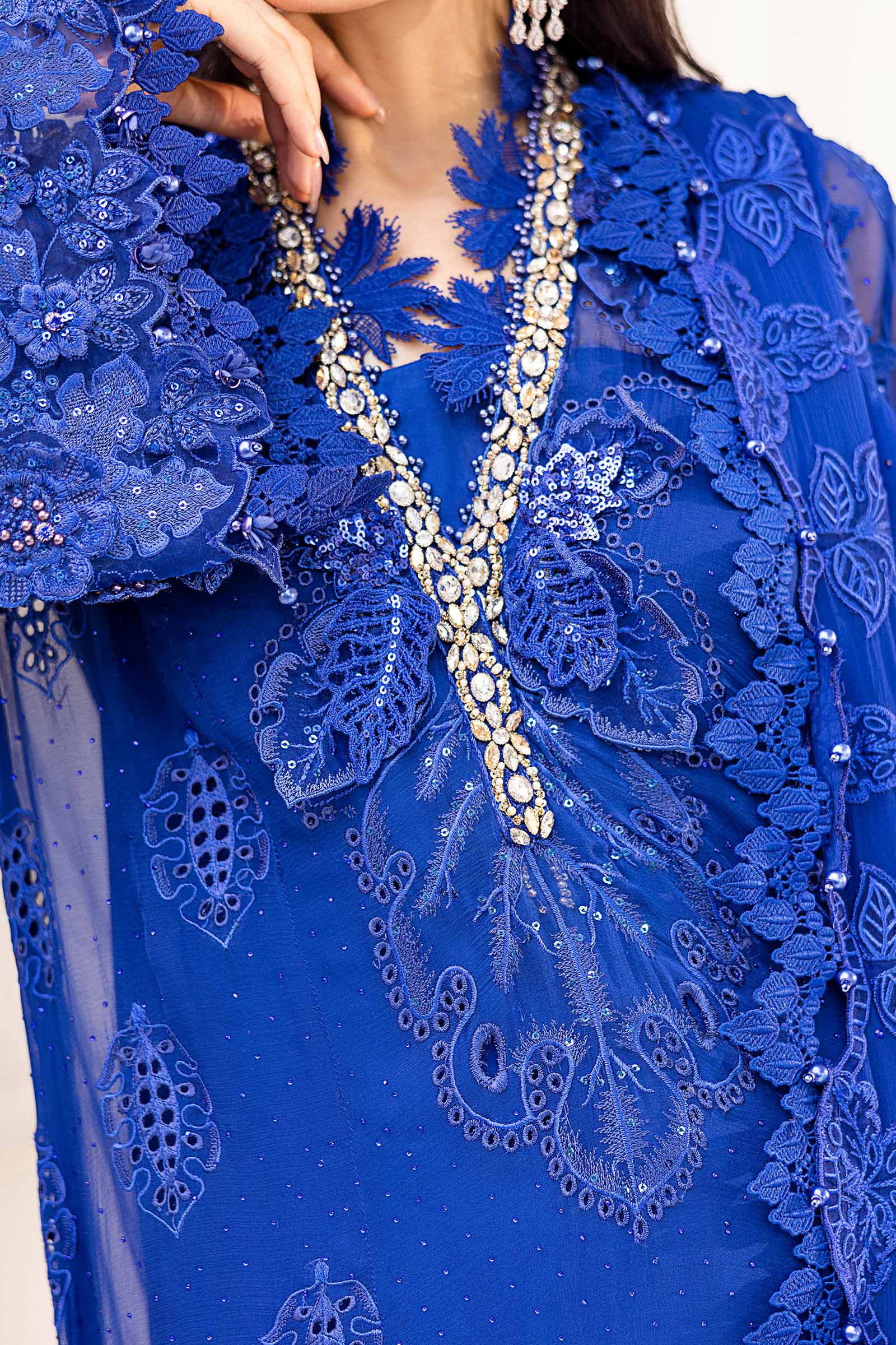 Maria B 3 Piece Embroidered Chiffon Suit | MPC-25-103 - Rang-e-Khaas