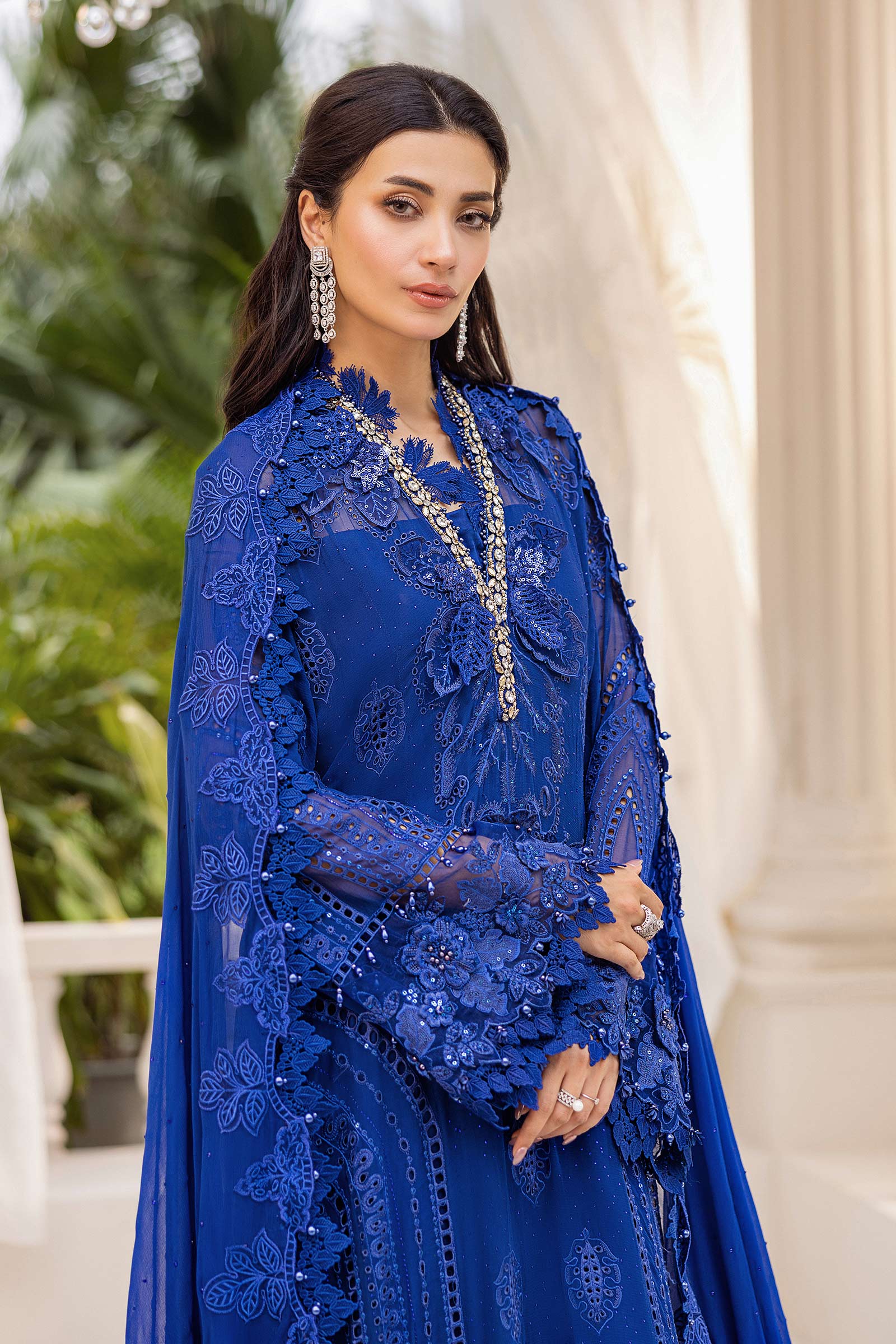 Maria B 3 Piece Embroidered Chiffon Suit | MPC-25-103 - Rang-e-Khaas