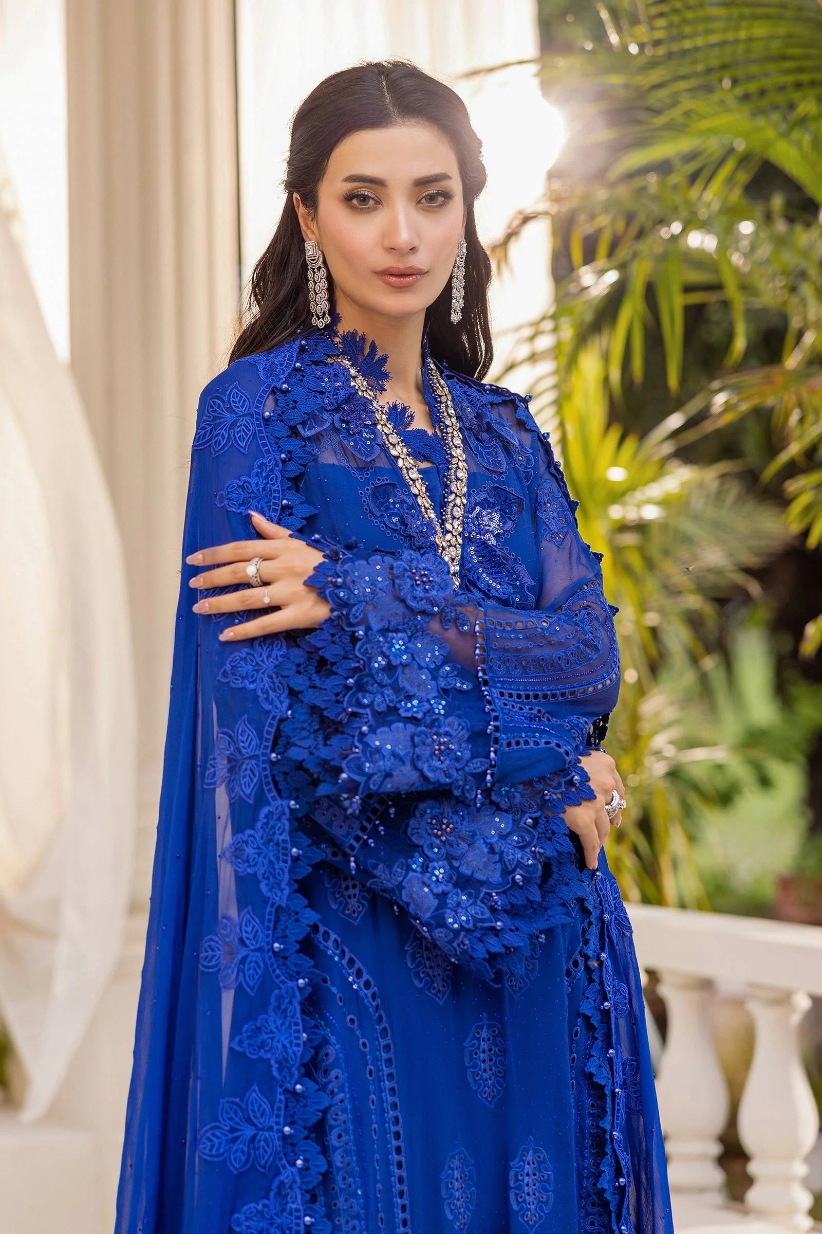 Maria B 3 Piece Embroidered Chiffon Suit | MPC-25-103 - Rang-e-Khaas