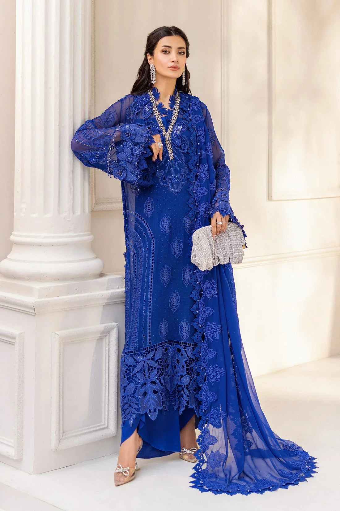 Maria B 3 Piece Embroidered Chiffon Suit | MPC-25-103 - Rang-e-Khaas