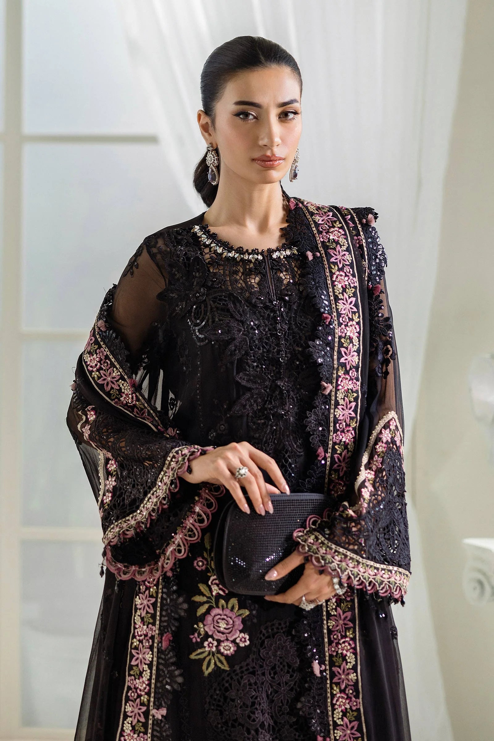 Maria B 3 Piece Embroidered Chiffon Suit | MPC-25-104 - Rang-e-Khaas