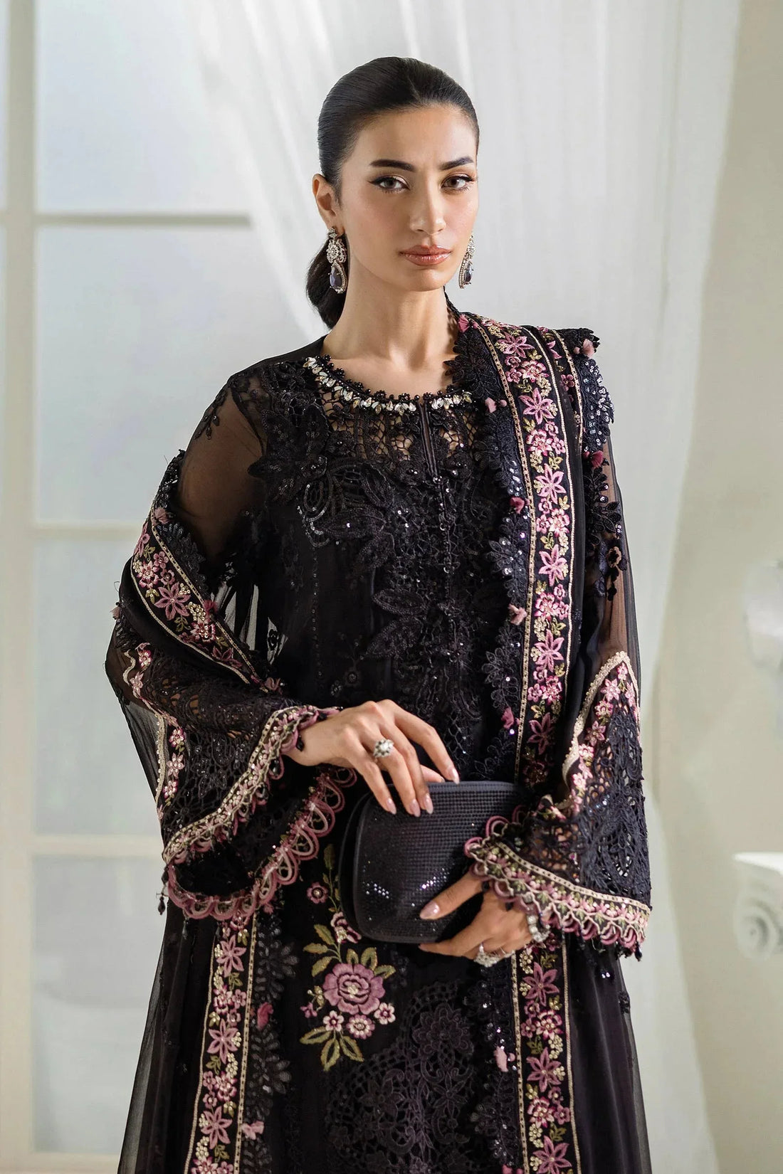 Maria B 3 Piece Embroidered Chiffon Suit | MPC-25-104 - Rang-e-Khaas