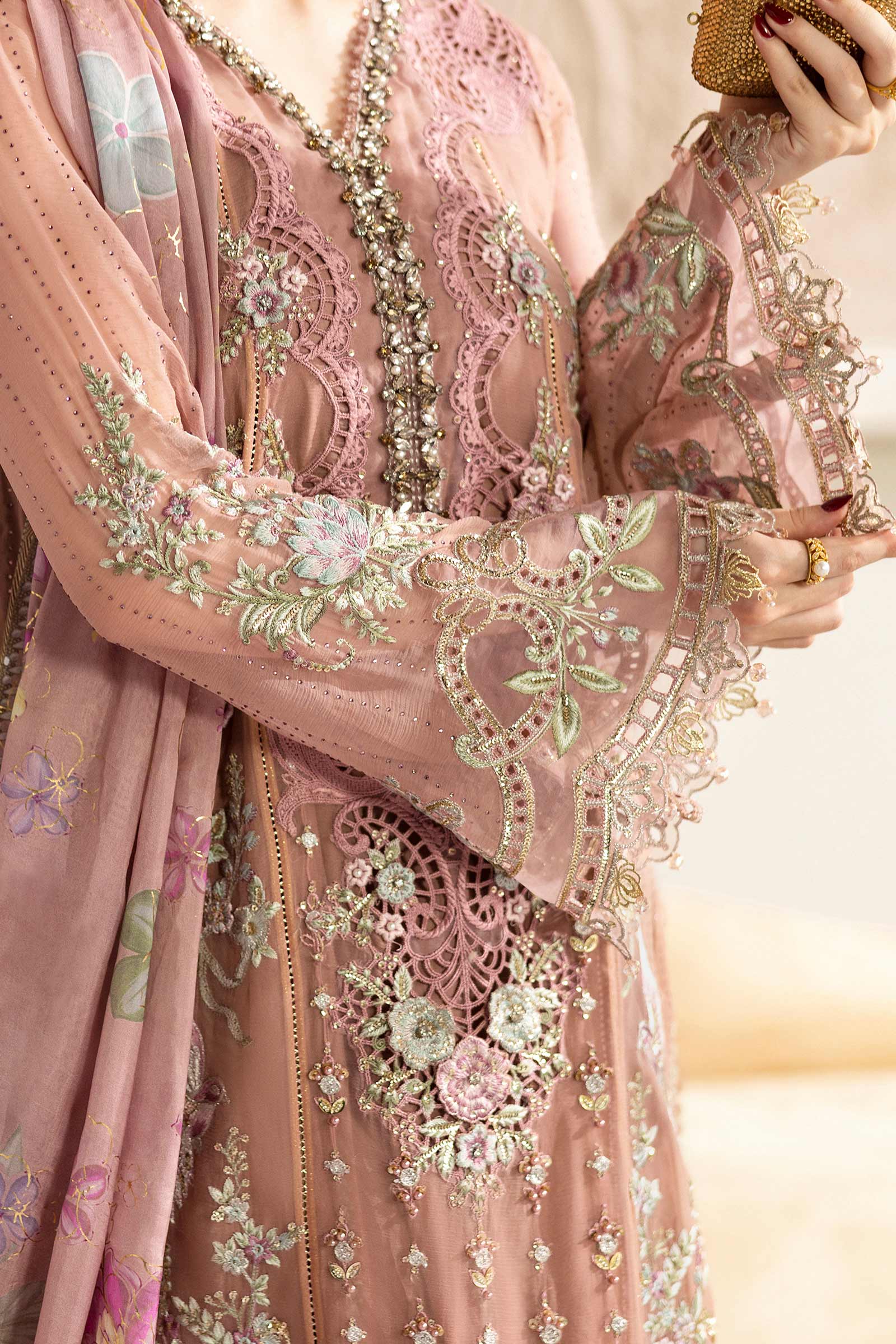 Maria B 3 Piece Embroidered Chiffon Suit | MPC-25-105 - Rang-e-Khaas