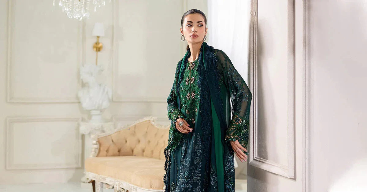 Maria B 3 Piece Embroidered Chiffon Suit | MPC-25-106 - Rang-e-Khaas