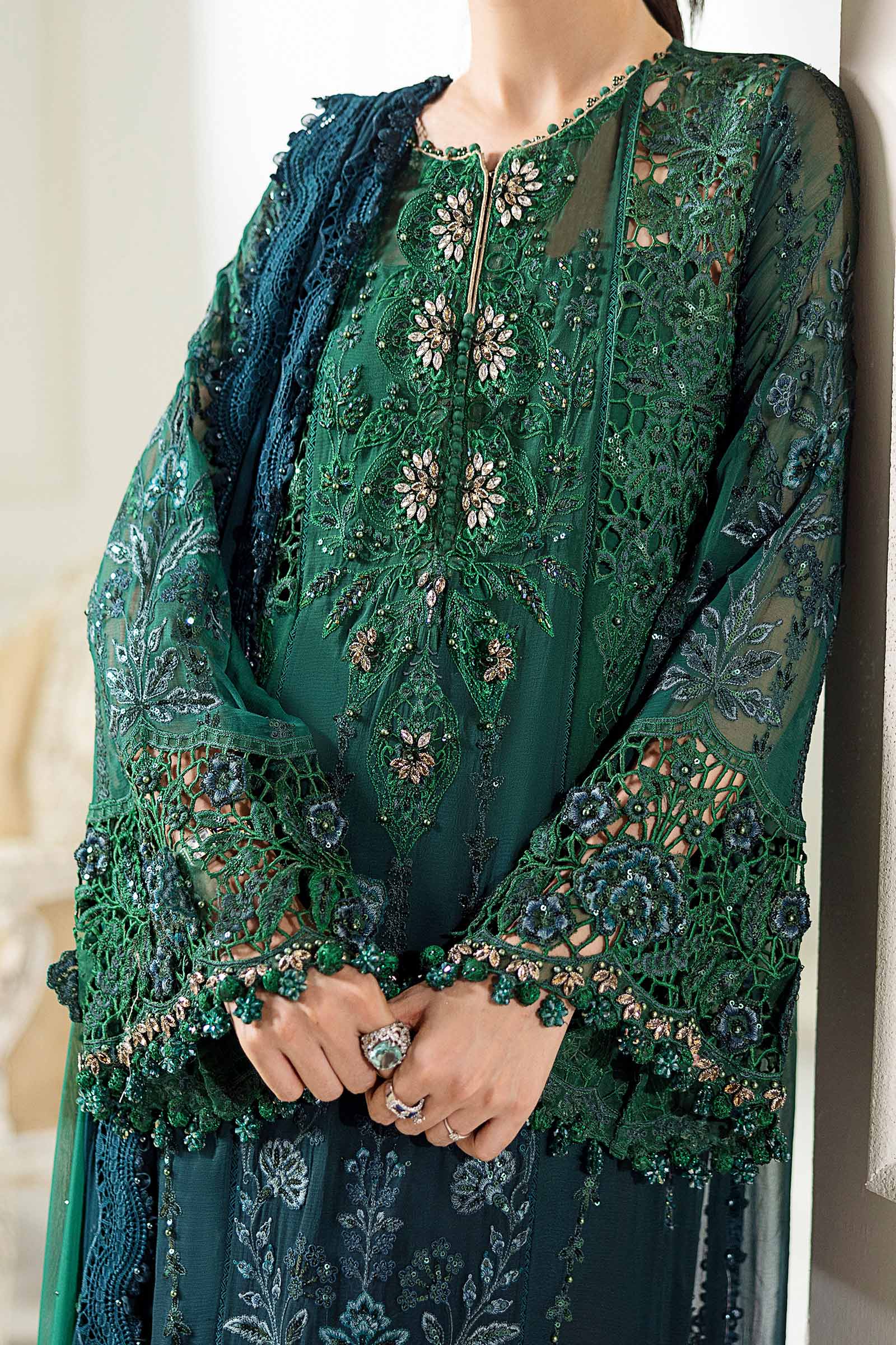 Maria B 3 Piece Embroidered Chiffon Suit | MPC-25-106 - Rang-e-Khaas